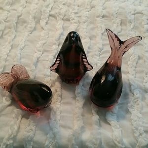 Art glass sea life whale seal penguin